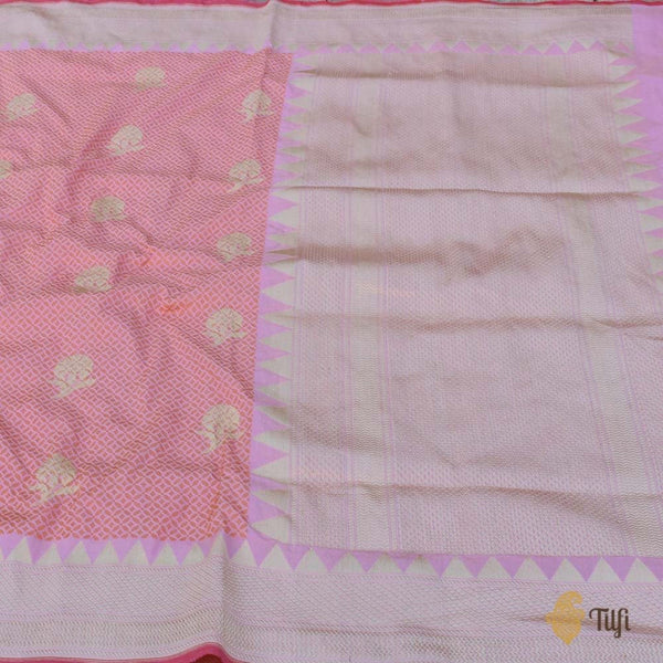 Light Pink Pure Katan Silk Banarasi Handloom Saree - Tilfi