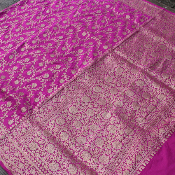 Gulabi Pink Pure Katan Silk Banarasi Handloom Saree - Tilfi