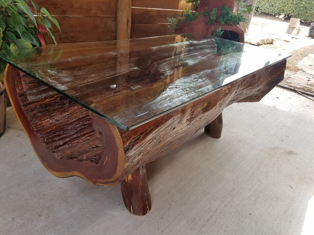 Half Log Cedar Coffee Table Fine Wood Carvings