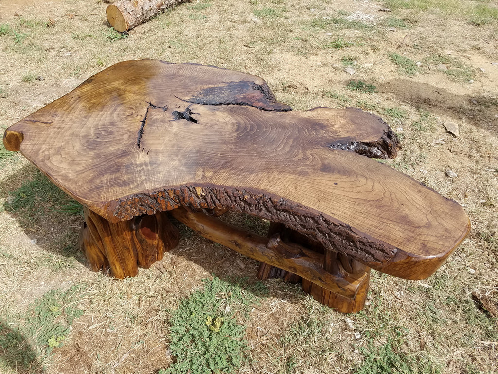 cypress slab coffee table