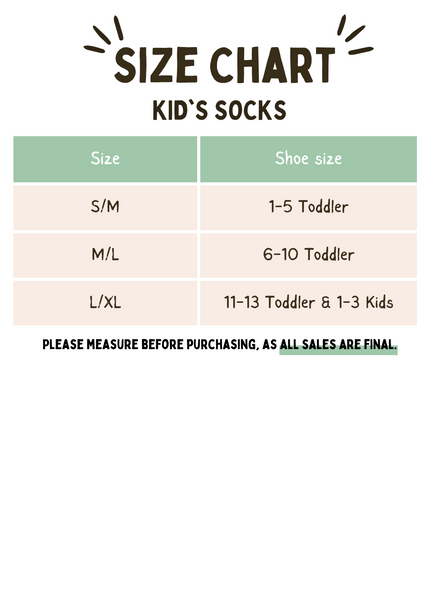 Kid Socks Size Chart | George Hats