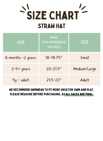 Kids Straw Hats Size Chart | George Hats