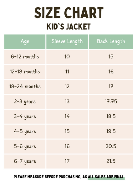 Kids Jacket Size Chart | George Hats