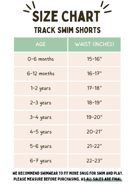 Kids Swim Trunks Size Chart | George Hats