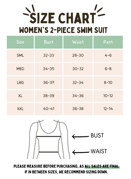 Women's 2-piece Swim Suit Size Chart | George Hats