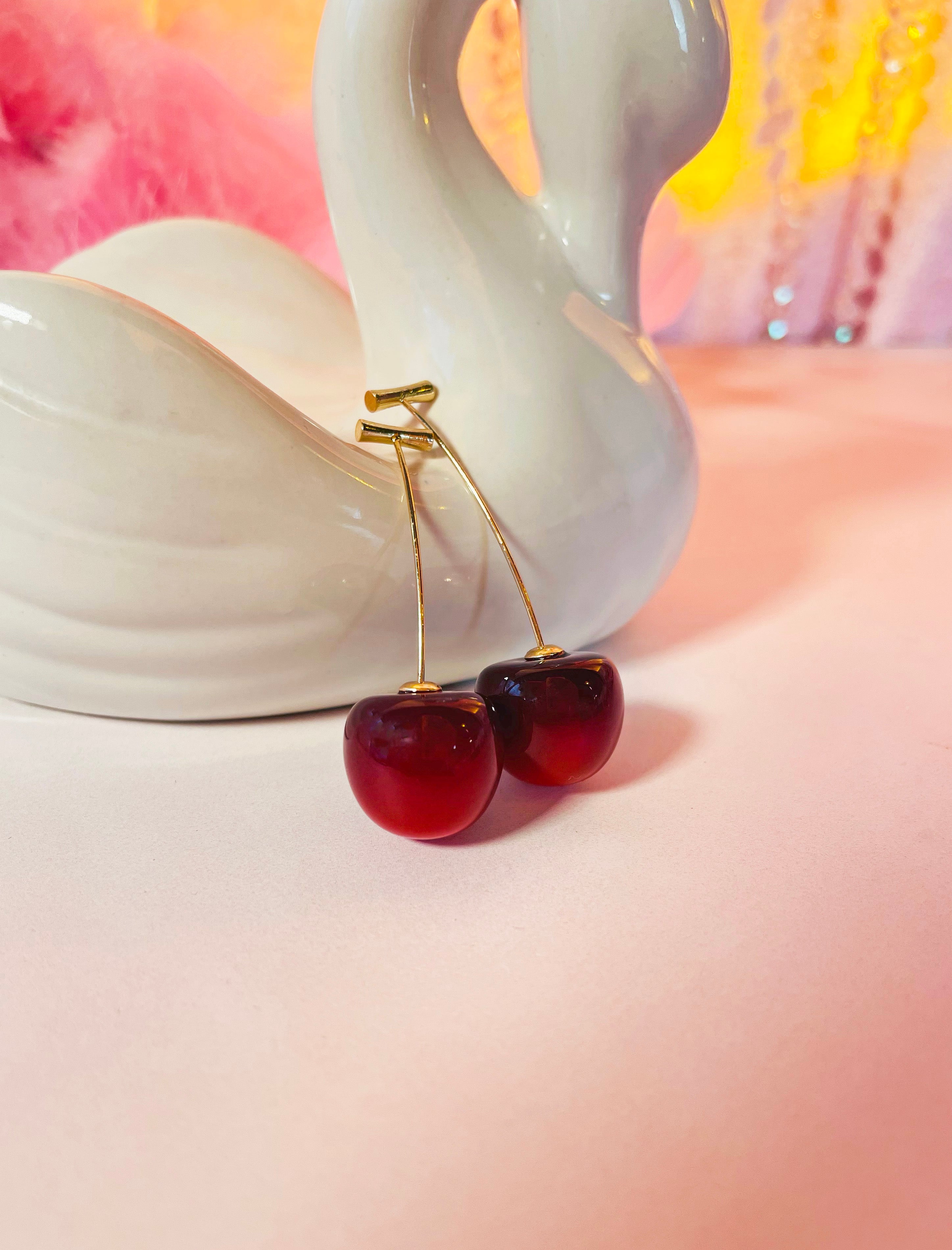 Product image for Gold Stem Cherry Earrings
