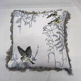 Aqua Bullfinch Embroidered Cushion
