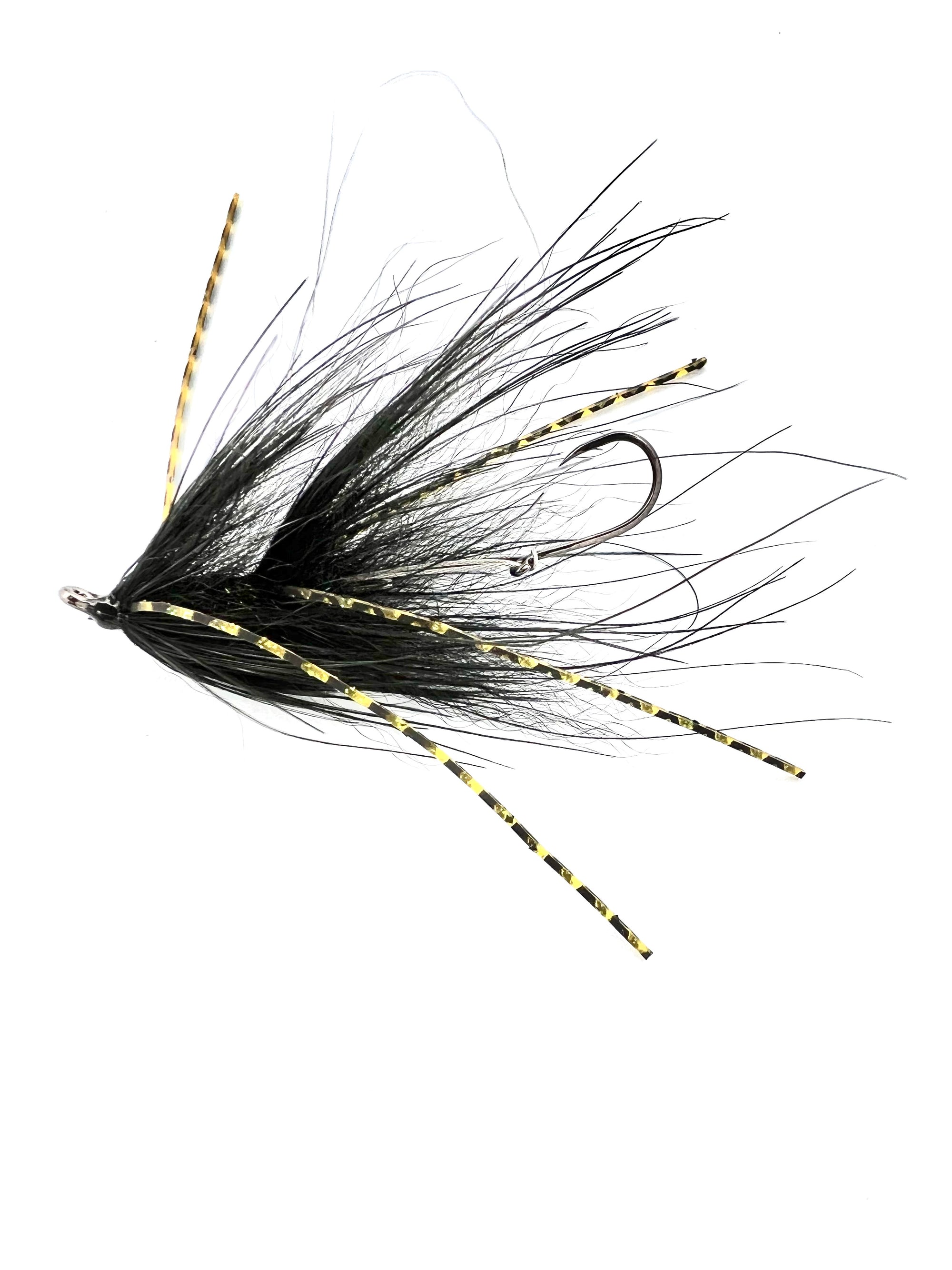 Trout Spey wooly bugger intruder thing. Size 6 opst swing hook as a stinger.  : r/flytying
