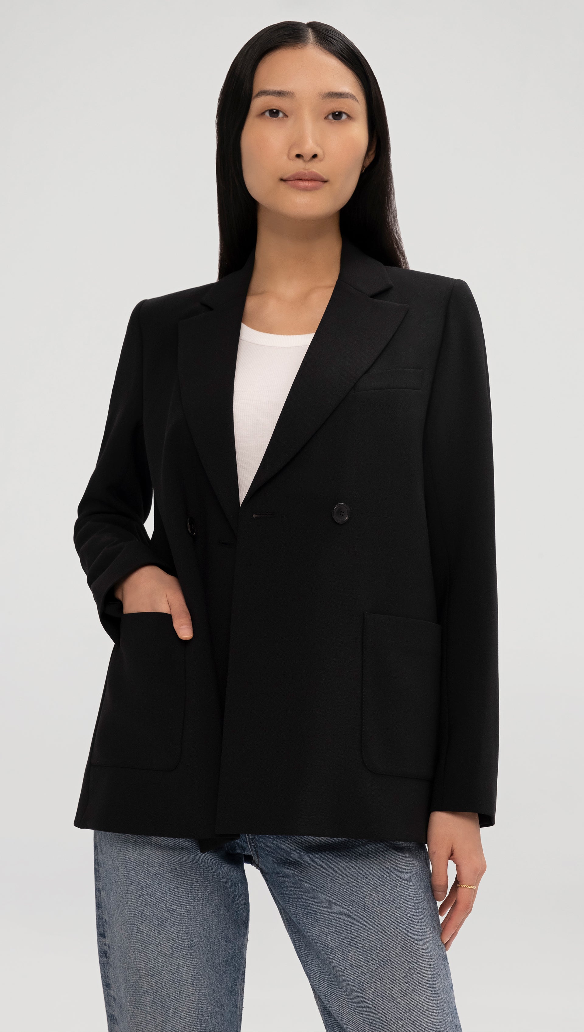 Women's Black Blazer - Crepe Blazer