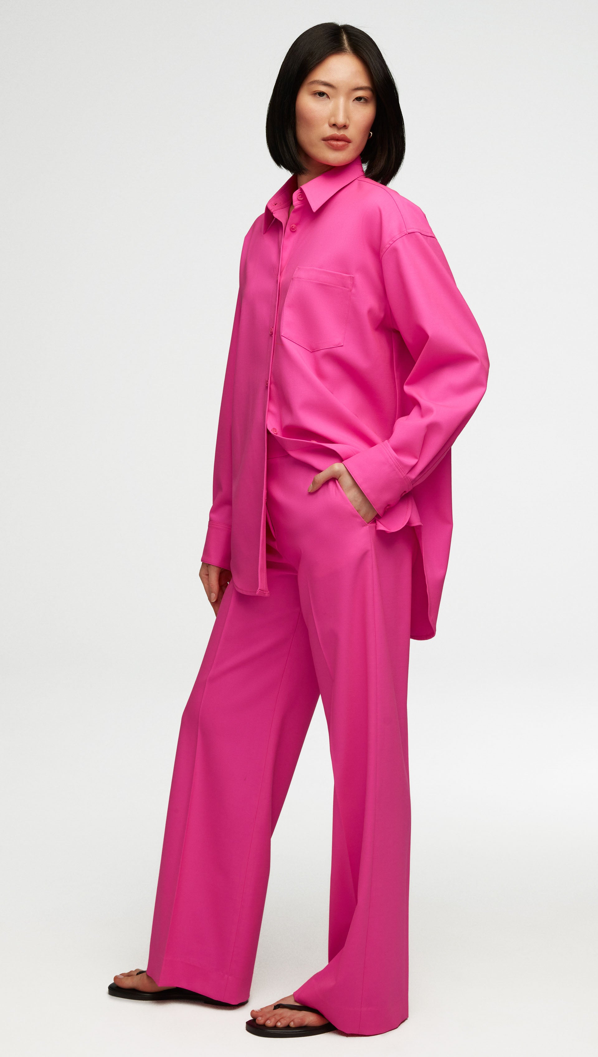 Oversized Shirt in Seasonless Wool | Bright Pink