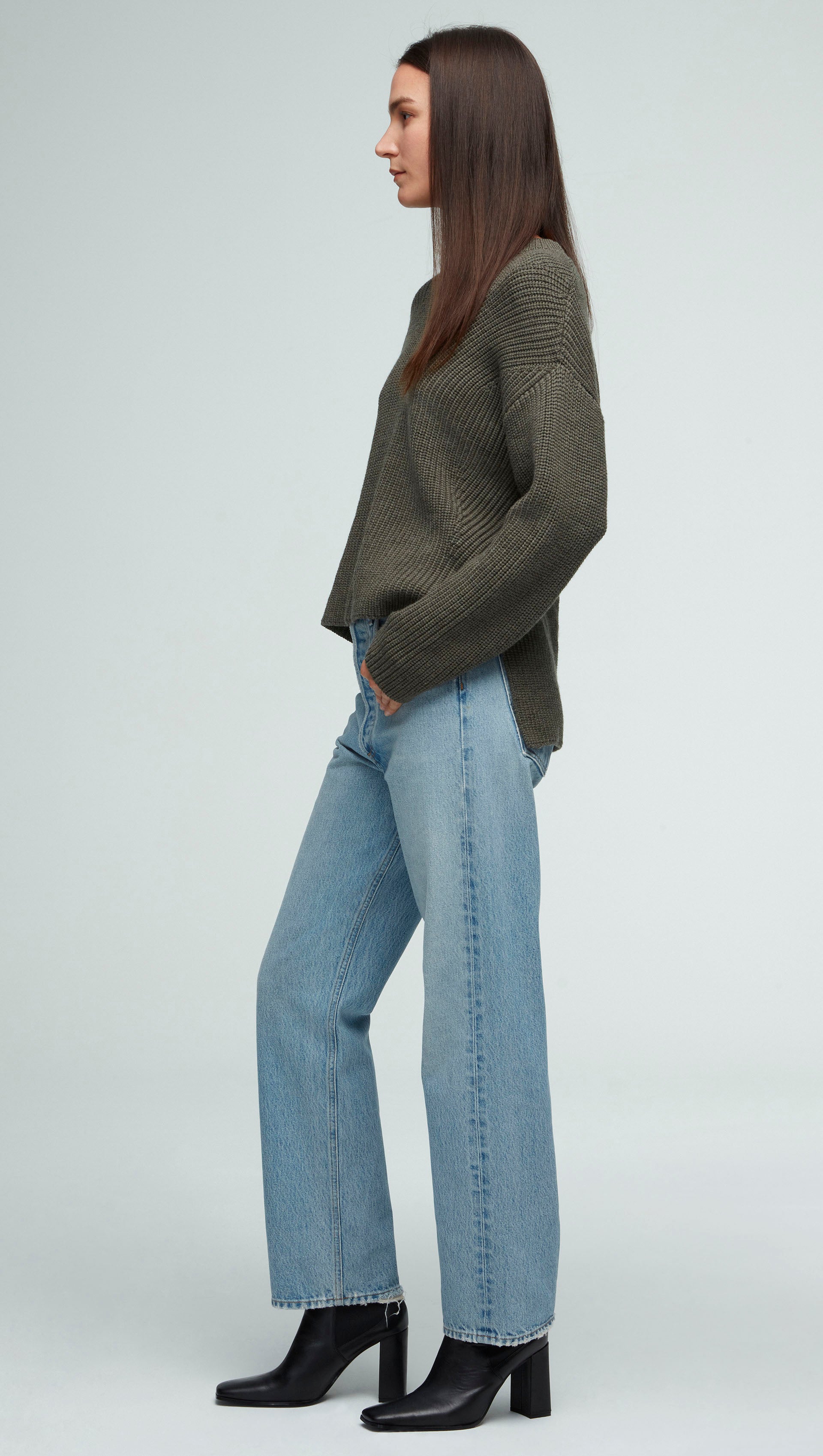 Oversized Eco Wool Sweater in English rib T899