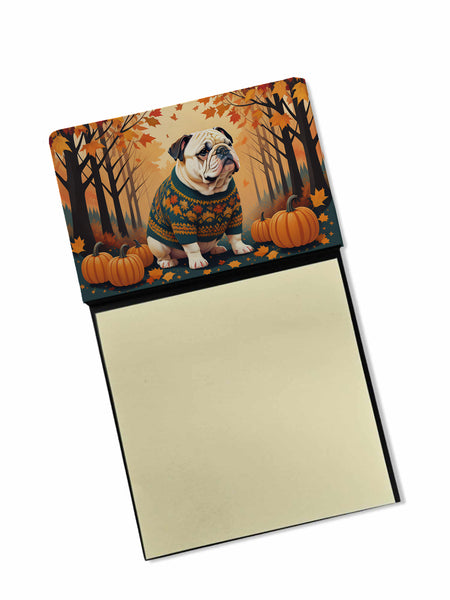 Buy this White English Bulldog Fall Sticky Note Holder