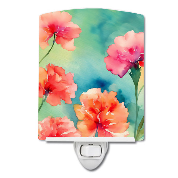 Buy this Carnations in Watercolor Ceramic Night Light