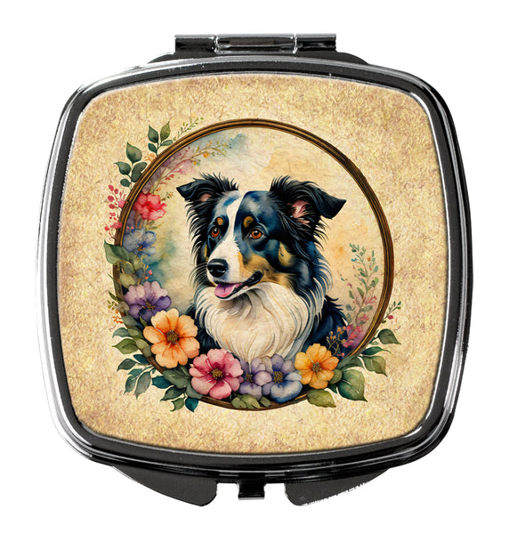 Buy this Border Collie and Flowers Compact Mirror