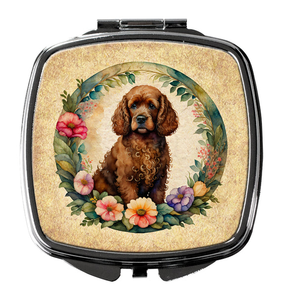 Buy this Irish Water Spaniel and Flowers Compact Mirror