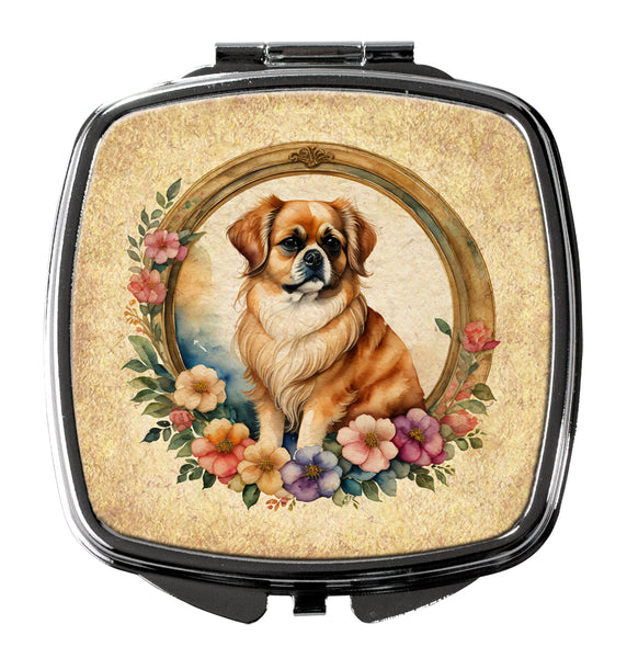 Buy this Tibetan Spaniel and Flowers Compact Mirror