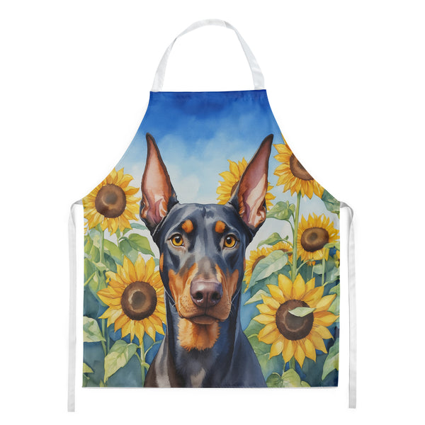 Buy this Doberman Pinscher in Sunflowers Apron