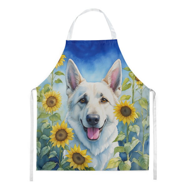 Buy this White German Shepherd in Sunflowers Apron