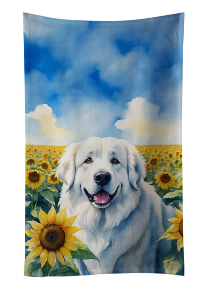 Buy this Great Pyrenees in Sunflowers Kitchen Towel
