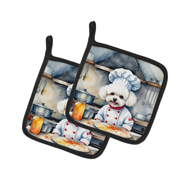 Buy this Bichon Frise The Chef Pair of Pot Holders