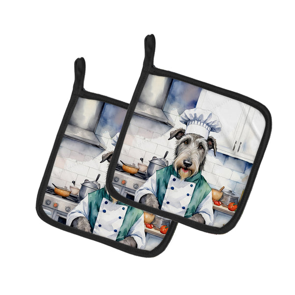 Buy this Irish Wolfhound The Chef Pair of Pot Holders