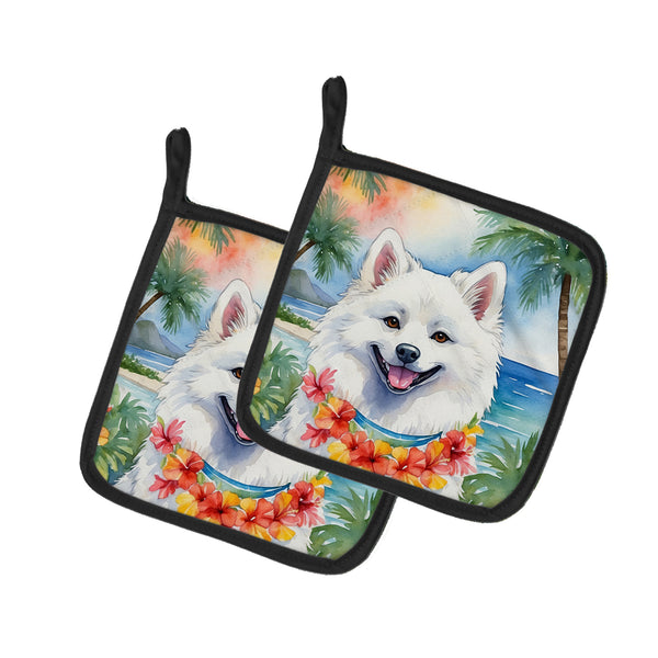 Buy this American Eskimo Luau Pair of Pot Holders