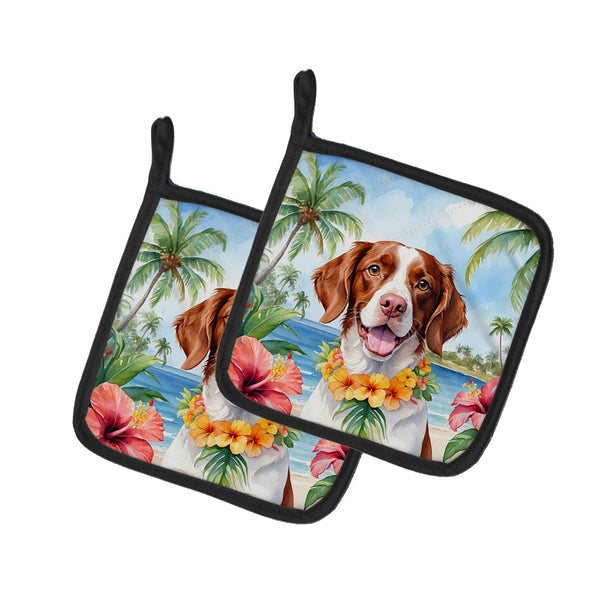 Buy this Brittany Spaniel Luau Pair of Pot Holders