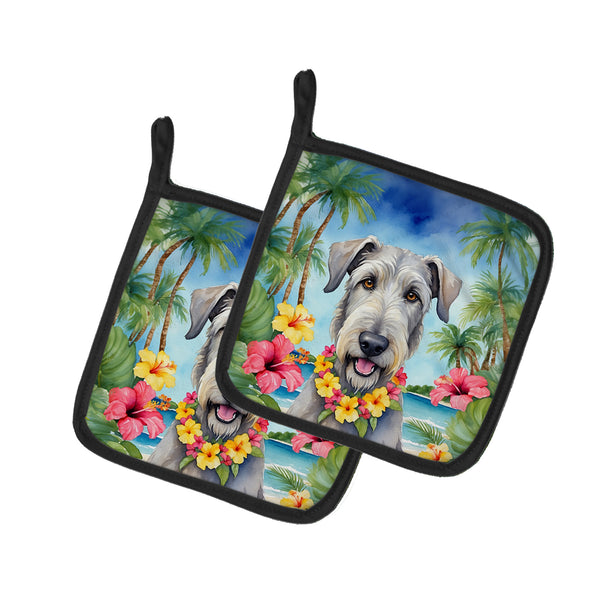 Buy this Irish Wolfhound Luau Pair of Pot Holders