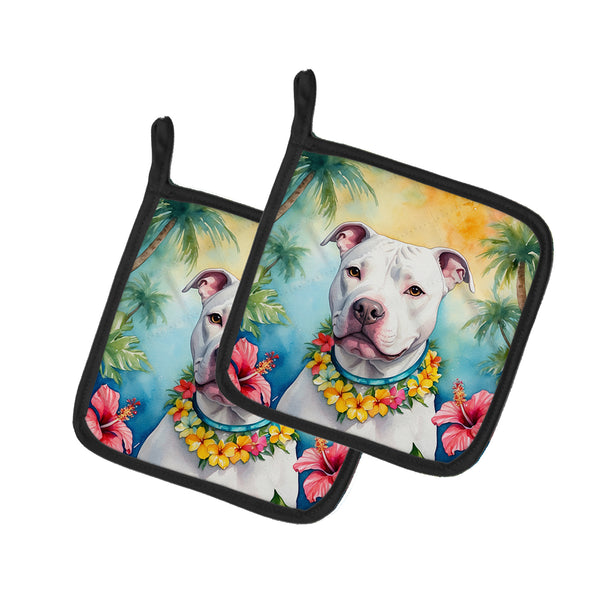 Buy this Pit Bull Terrier Luau Pair of Pot Holders