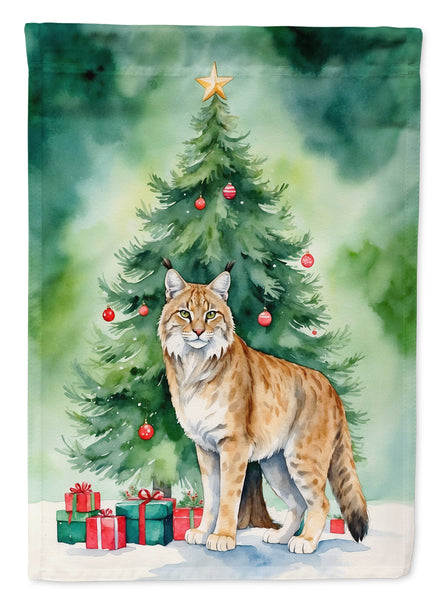 Buy this Highlander Lynx Cat By the Christmas Tree House Flag