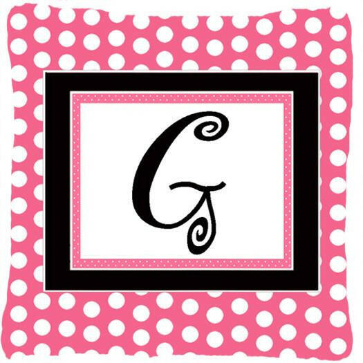Letter G Initial Monogram Pink Black Polka Dots Decorative Canvas ...