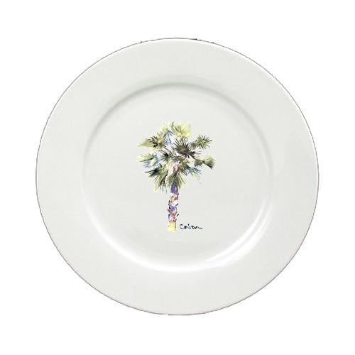 Palm Tree Round Ceramic White Salad Plate 8481-DPW by Caroline's Treasures