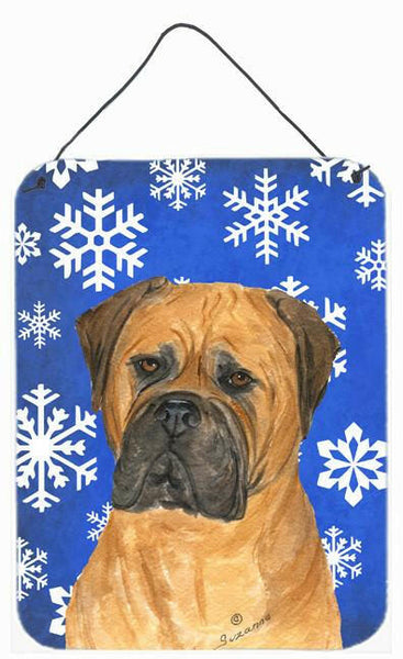 Bullmastiff Winter Snowflakes Holiday Wall or Door Hanging Prints by Caroline's Treasures