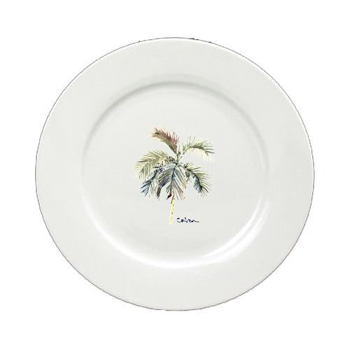 Palm Tree Round Ceramic White Salad Plate 8483-DPW by Caroline's Treasures