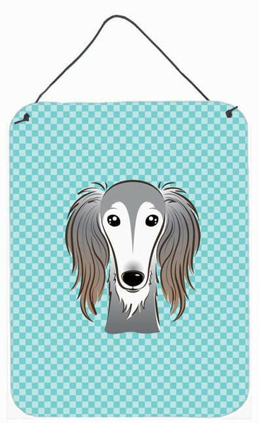 Checkerboard Blue Saluki Wall or Door Hanging Prints BB1167DS1216 by Caroline's Treasures