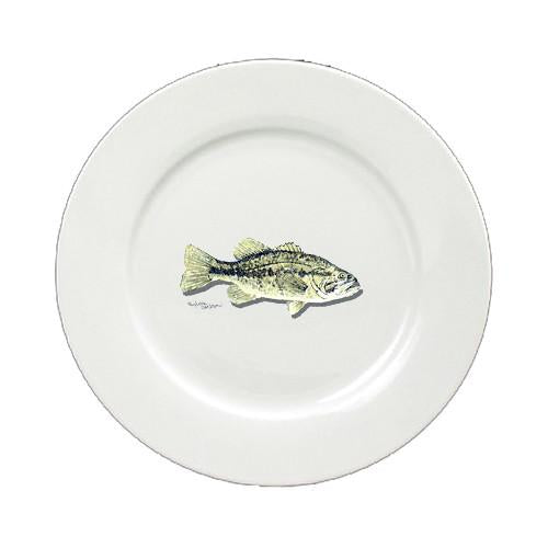 Bass Small Mouth Round Ceramic White Salad Plate 8493-DPW by Caroline's Treasures