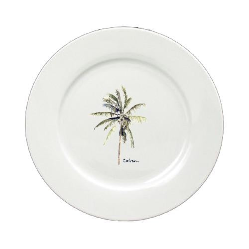 Palm Tree Round Ceramic White Salad Plate 8482-DPW by Caroline's Treasures