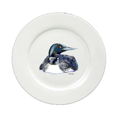 Loon Round Ceramic White Salad Plate 8717-DPW by Caroline's Treasures