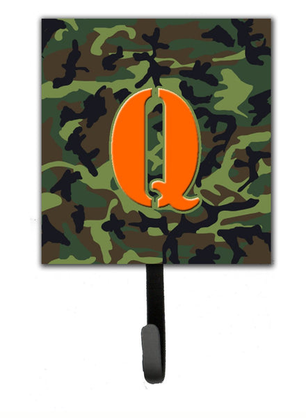 Letter Q Initial Monogram - Camo Green Leash Holder or Key Hook by Caroline's Treasures