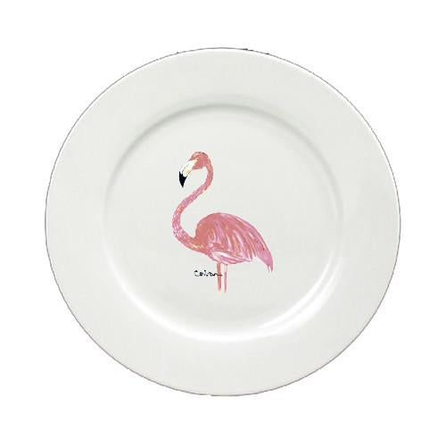 Flamingo Round Ceramic White Salad Plate 8685-DPW by Caroline's Treasures