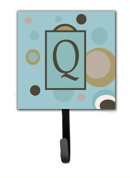 Letter Q Initial Monogram - Blue Dots Leash Holder or Key Hook by Caroline's Treasures