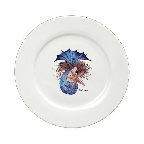 Brunette Mermaid Round Ceramic White Dinner Plate 8337-DPW-11 by Caroline's Treasures