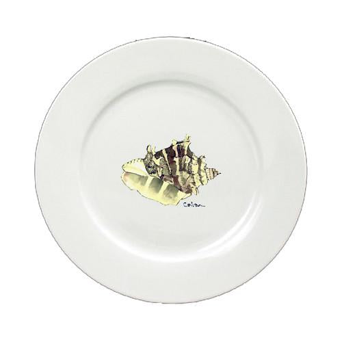 Shell Round Ceramic White Salad Plate 8658-DPW by Caroline's Treasures