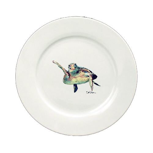 Loggerhead Turtle Hi Five Round Ceramic White Salad Plate 8636-DPW by Caroline's Treasures