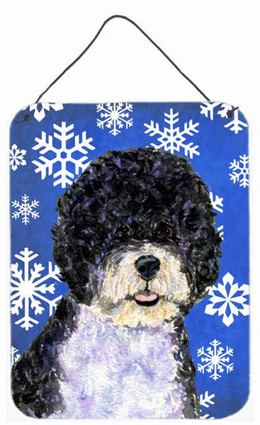 Portuguese Water Dog Winter Snowflakes Holiday Wall or Door Hanging Prints by Caroline's Treasures