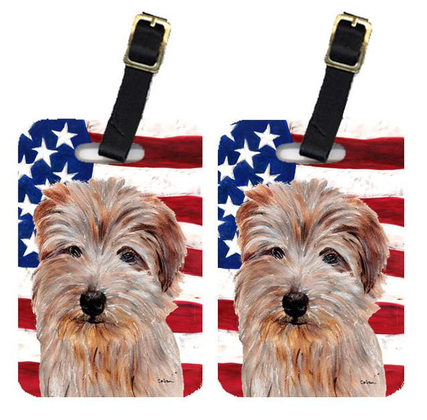 Pair of Norfolk Terrier with American Flag USA Luggage Tags SC9640BT by Caroline's Treasures