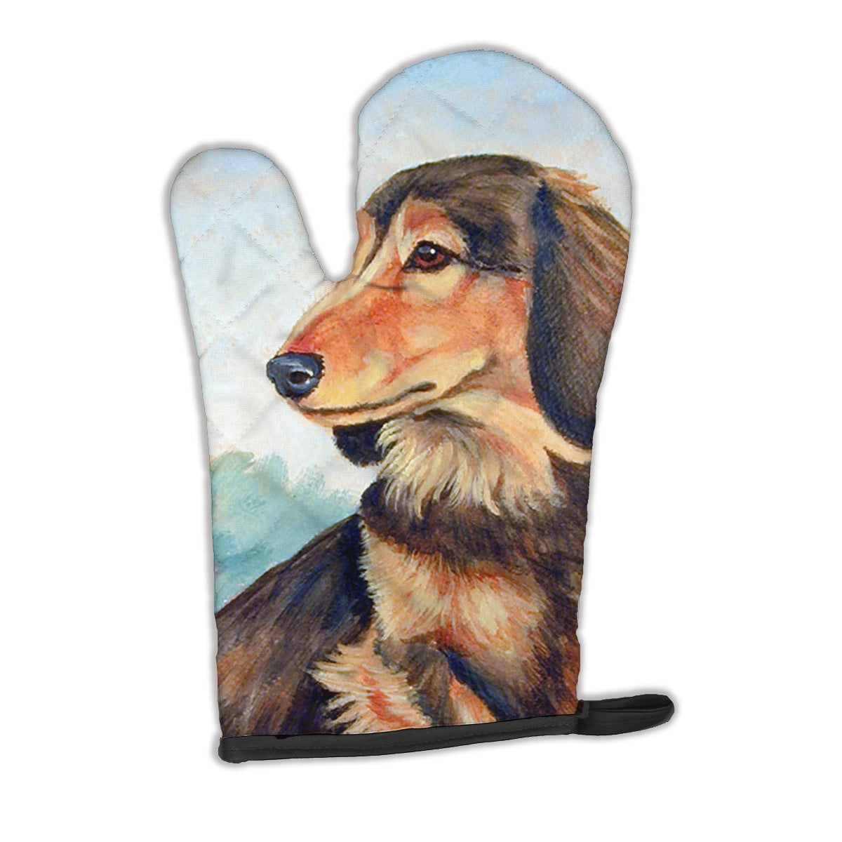 Long Hair Chocolate and Cream Dachshund Oven Mitt 7023OVMT