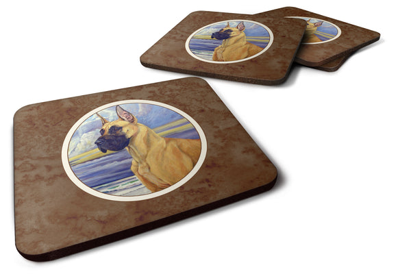 Set of 4 Fawn Great Dane at the beach Foam Coasters 7101FC - the-store.com