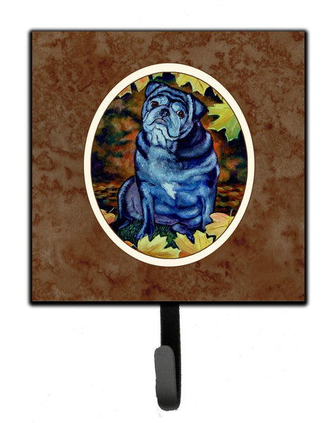 Old Black Pug in Fall Leaves Leash or Key Holder 7159SH4 by Caroline's Treasures