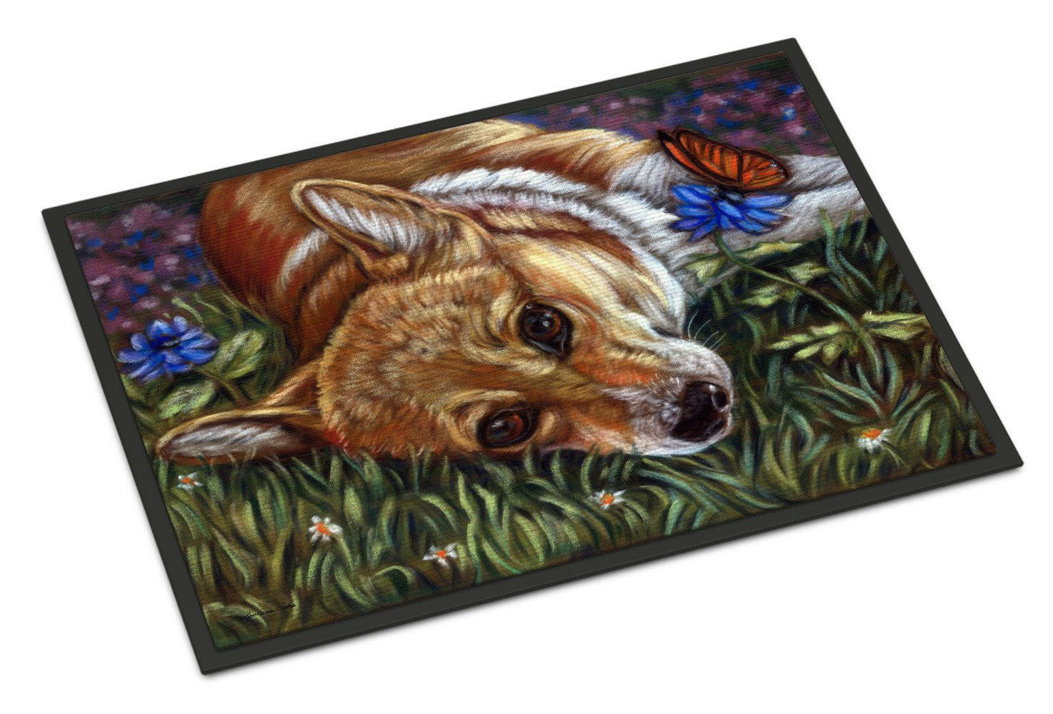 Corgi Pastel Butterfly Indoor or Outdoor Mat 18x27 7325MAT